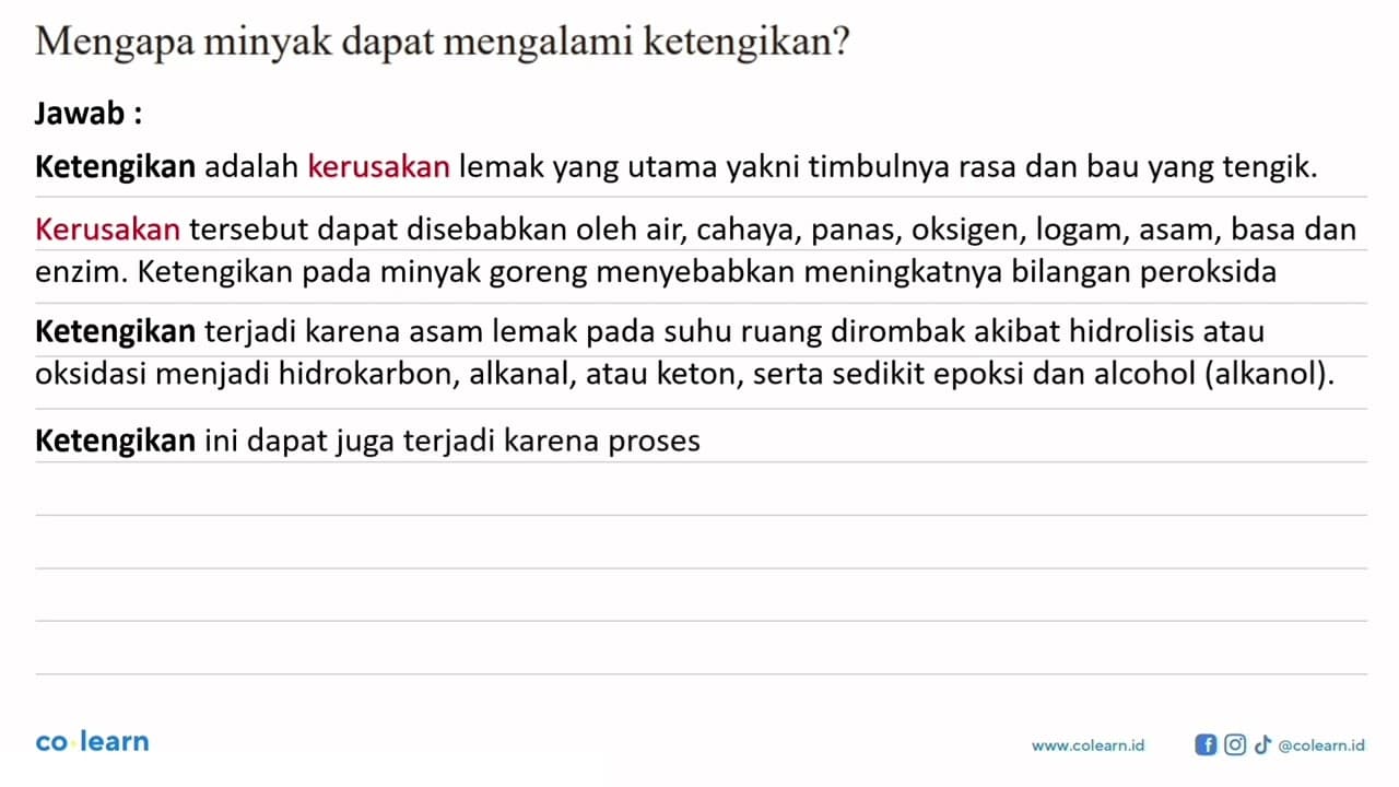 Mengapa minyak dapat mengalami ketengikan?