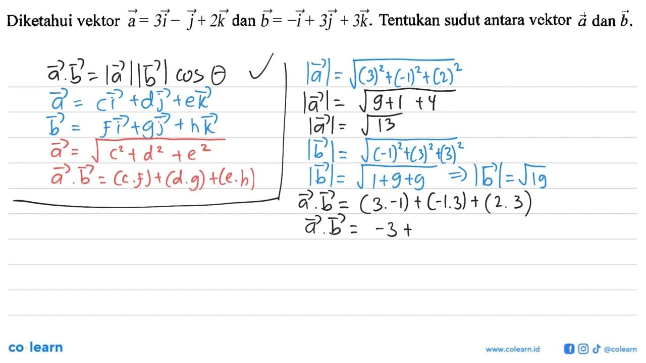 Diketahui vektor a=3 vektor i-vektor j+2 vektor k dan