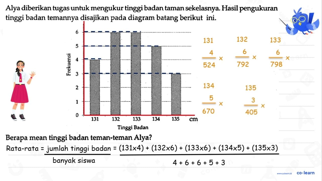 Alya diberikan tugas untuk mengukur tinggi badan taman