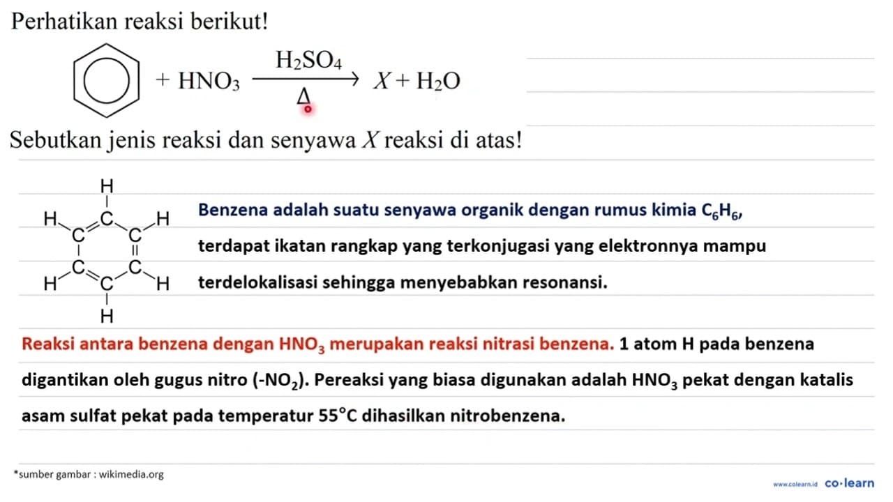 Perhatikan reaksi berikut! + HNO3 -> H2SO4 delta X + H2O