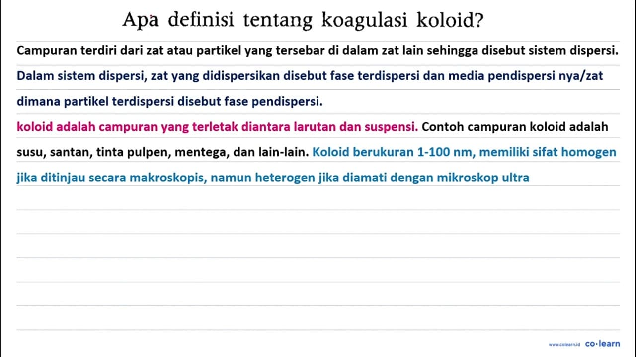 Apa definisi tentang koagulasi koloid?