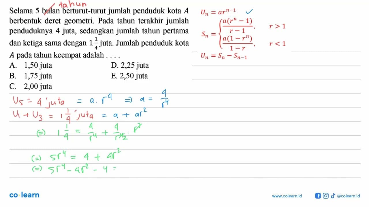Selama 5 bulan berturut-turut jumlah penduduk kota A