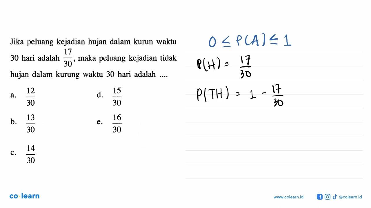 Jika peluang kejadian hujan dalam kurun waktu 30 hari