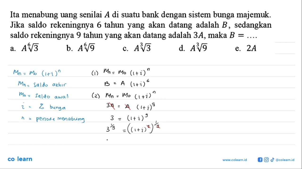 Ita menabung uang senilai A di suatu bank dengan sistem