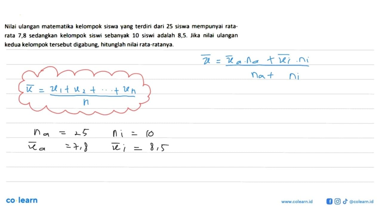 Nilai ulangan matematika kelompok siswa yang terdiri dari