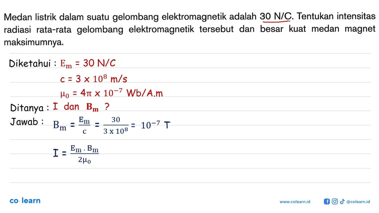 Medan listrik dalam suatu gelombang elektromagnetik adalah