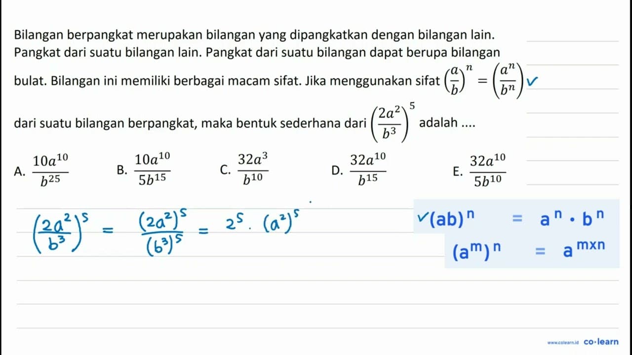 Bilangan berpangkat merupakan bilangan yang dipangkatkan