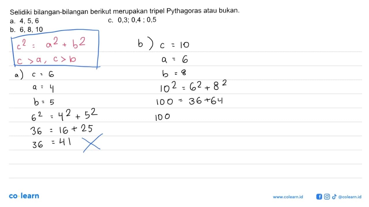 Selidiki bilangan-bilangan berikut merupakan tripel