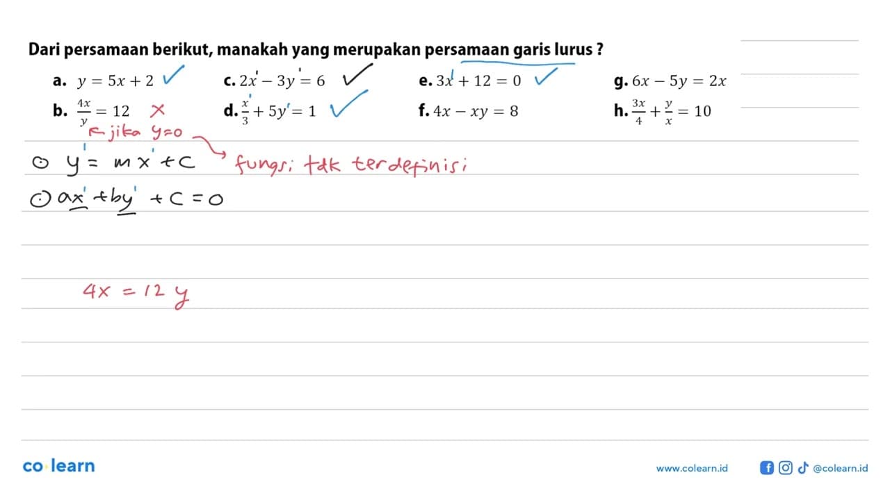 Dari persamaan berikut, manakah yang merupakan persamaan