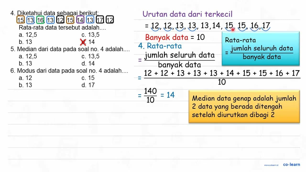 4. Diketahui data sebagai berikut: