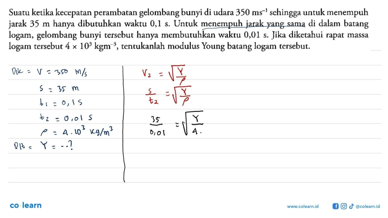 Suatu ketika kecepatan perambatan gelombang bunyi di udara