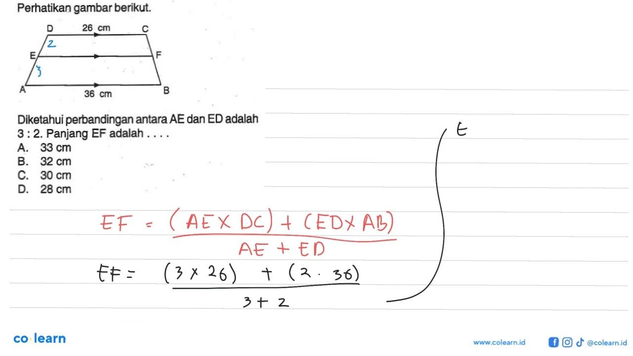 Perhatikan gambar berikut. Diketahui perbandingan antara AE