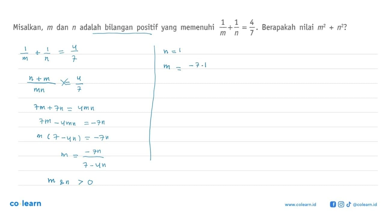 Misalkan, m dan n adalah bilangan positif yang memenuhi 1/m