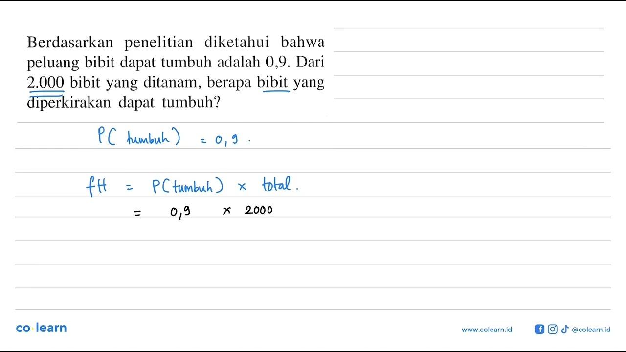 Berdasarkan penelitian diketahui bahwa peluang bibit dapat