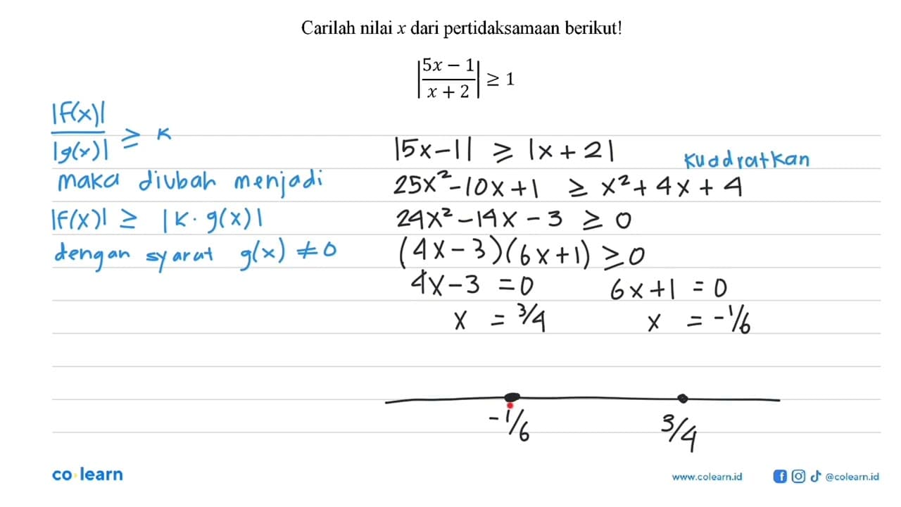 Carilah nilai x dari pertidaksamaan berikut!