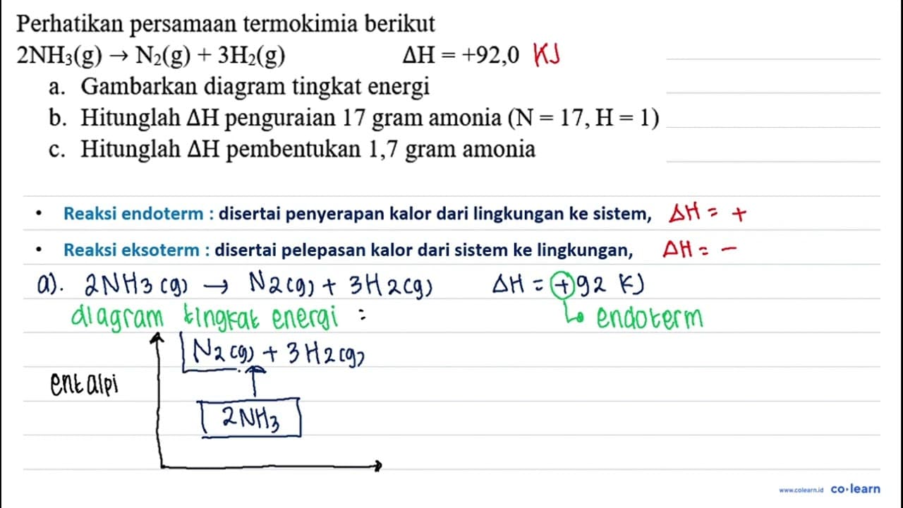 Perhatikan persamaan termokimia berikut 2 NH_(3)(g) ->