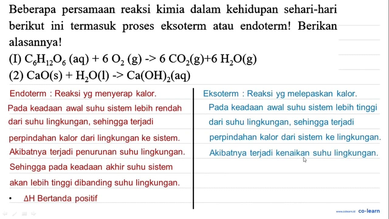 Beberapa persamaan reaksi kimia dalam kehidupan sehari-hari