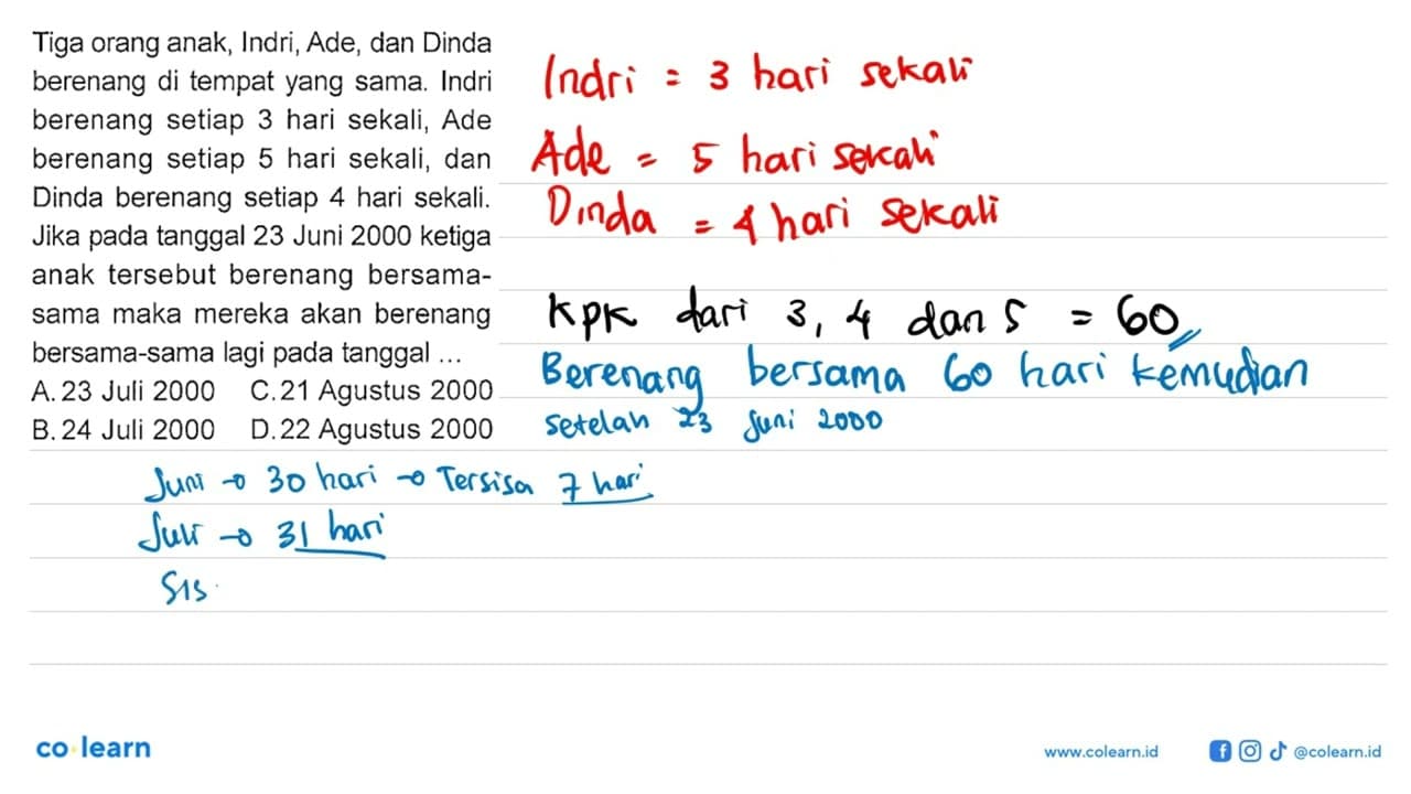 Tiga orang anak, Indri, Ade, dan Dinda berenang di tempat