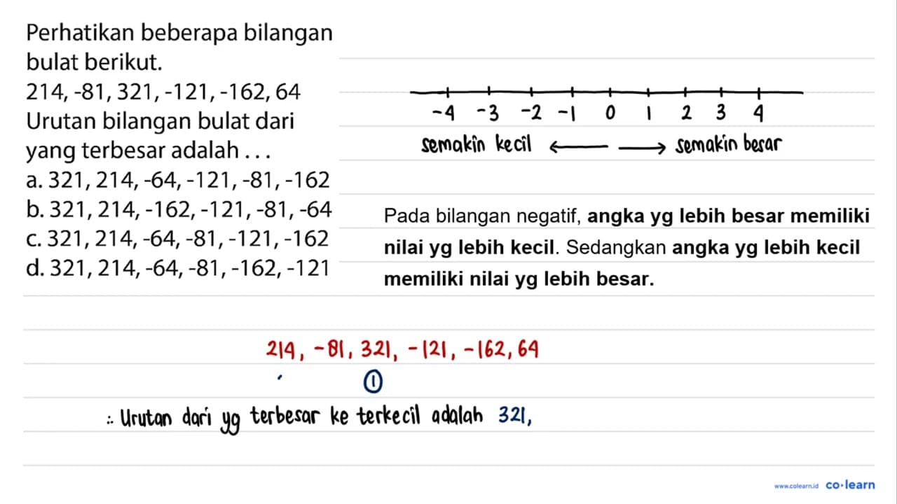 Perhatikan beberapa bilangan bulat berikut. 214, -81, 321,