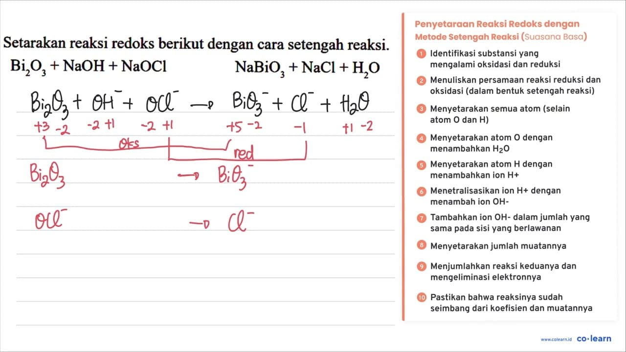 Setarakan reaksi redoks berikut dengan cara setengah