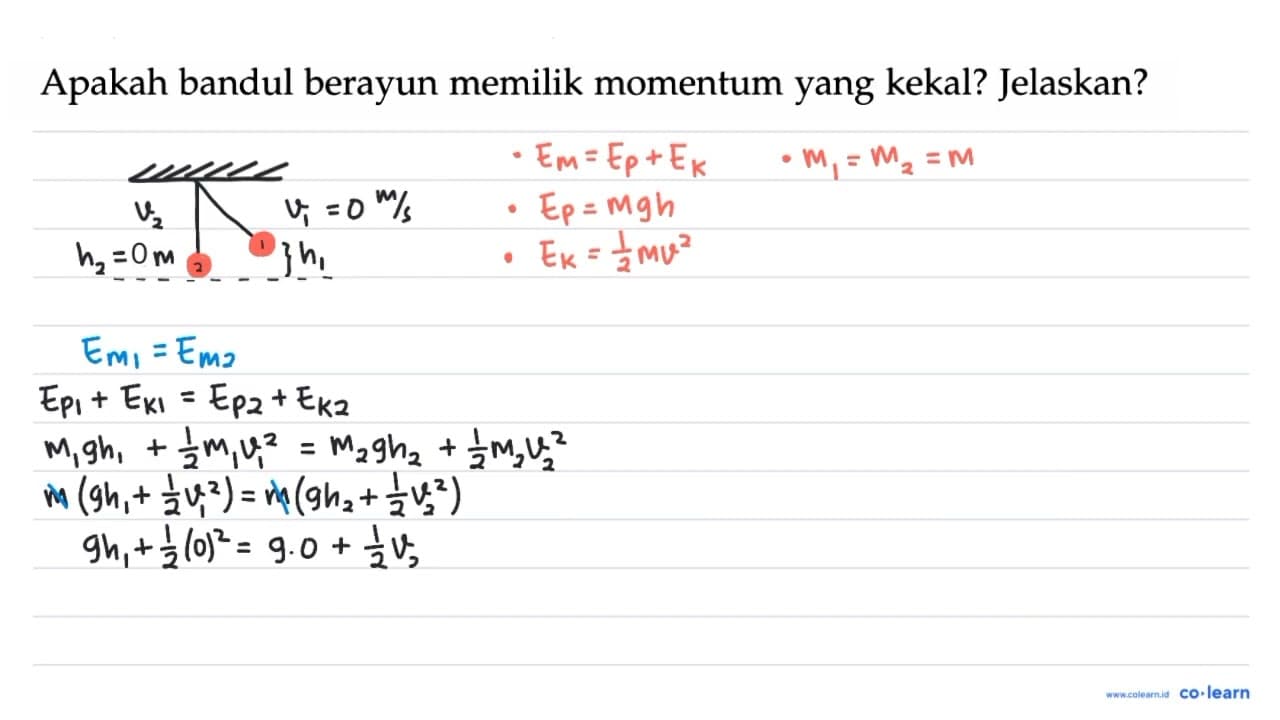 Apakah bandul berayun memilik momentum yang kekal?