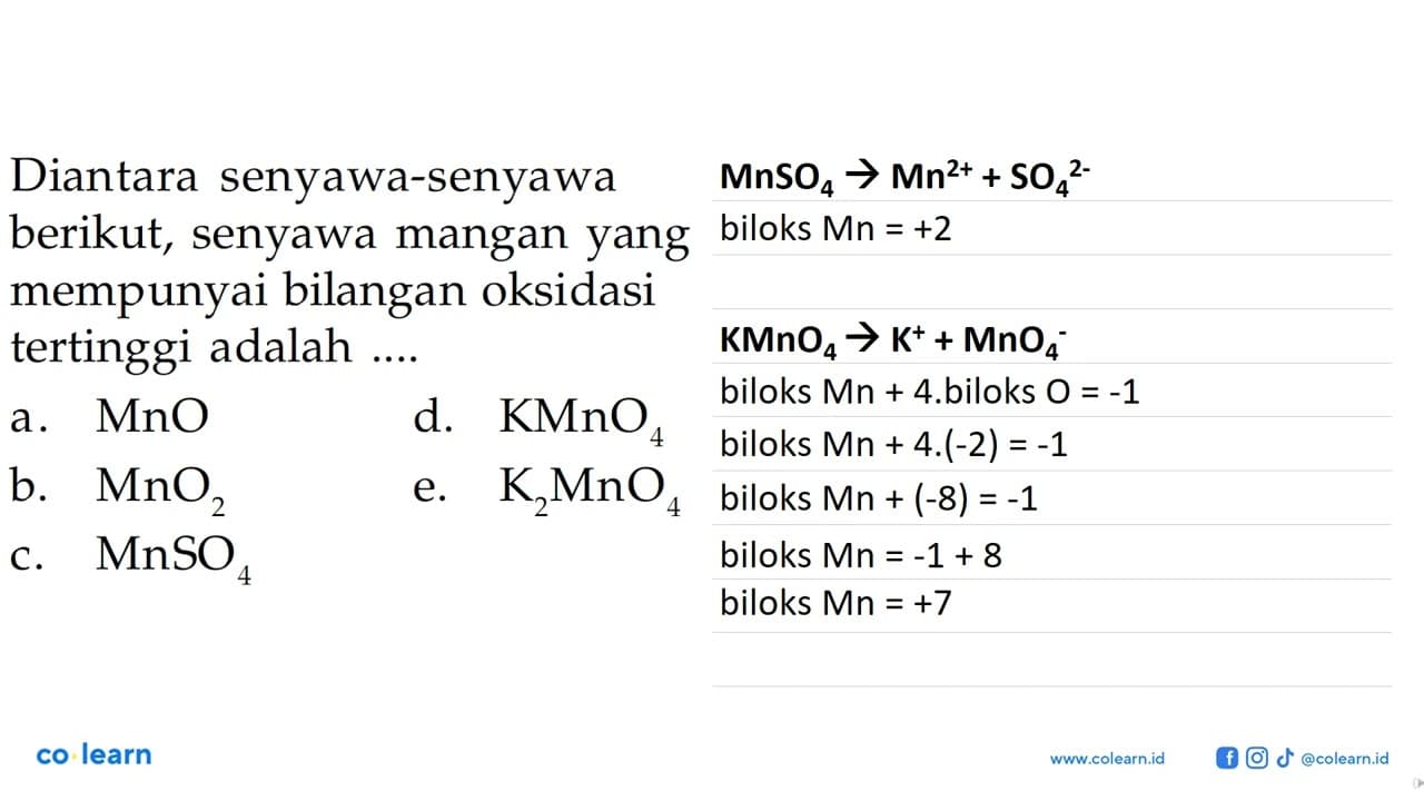 Diantara senyawa-senyawa berikut, senyawa mangan yang