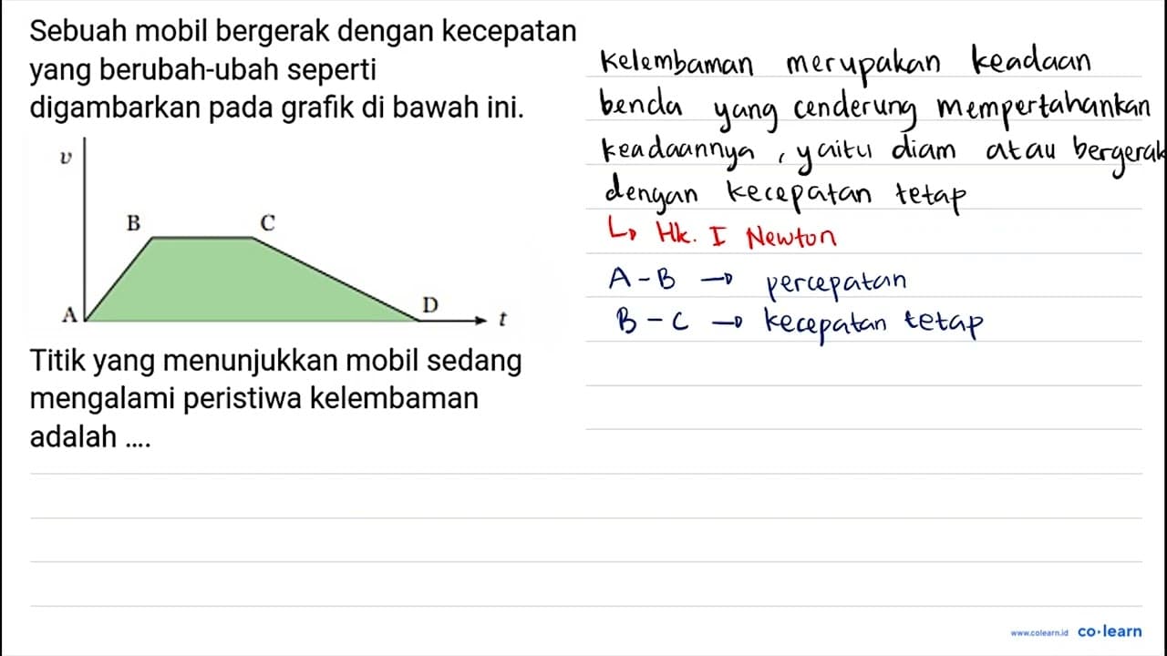 Sebuah mobil bergerak dengan kecepatan yang berubah-ubah