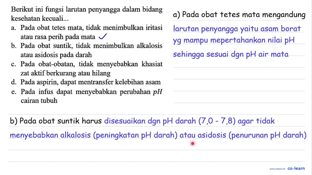 Berikut ini fungsi larutan penyangga dalam bidang kesehatan