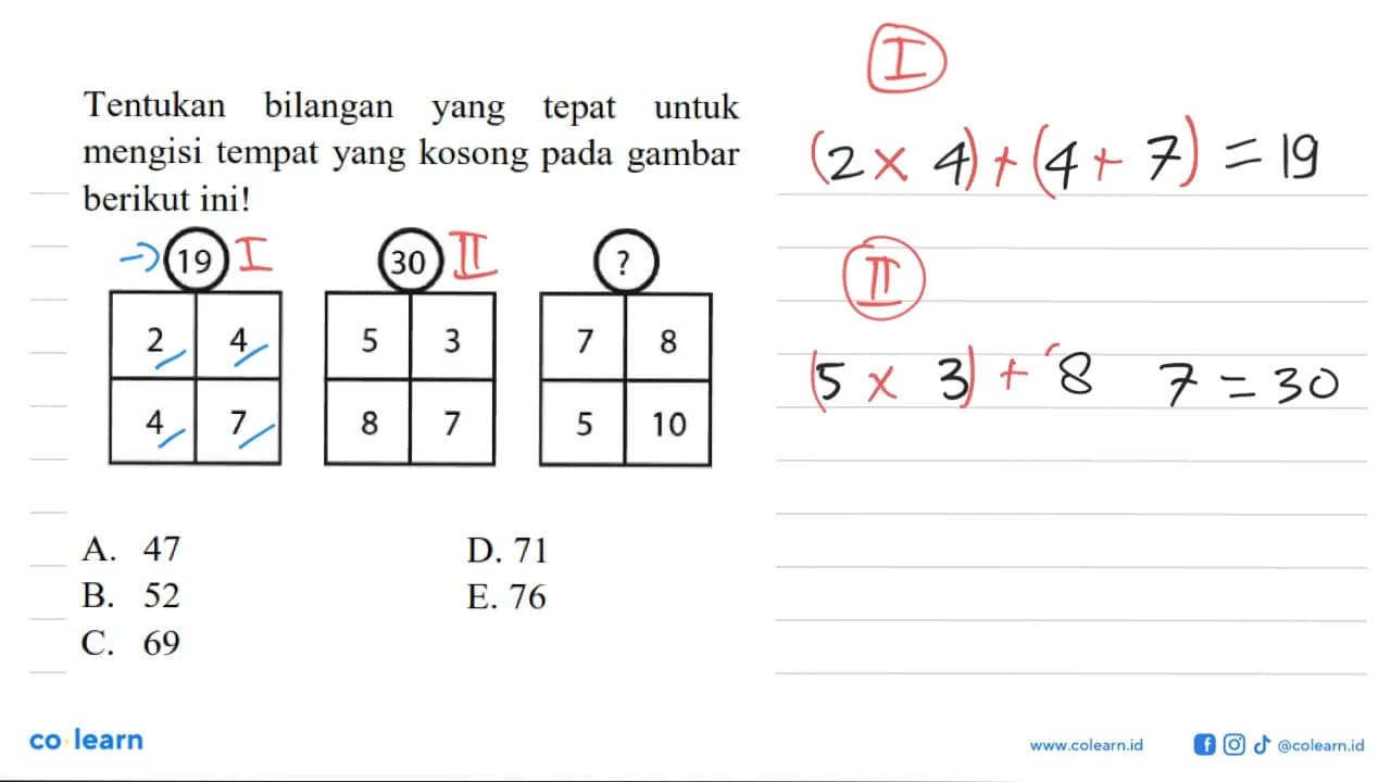 Tentukan bilangan yang tepat untuk mengisi tempat yang