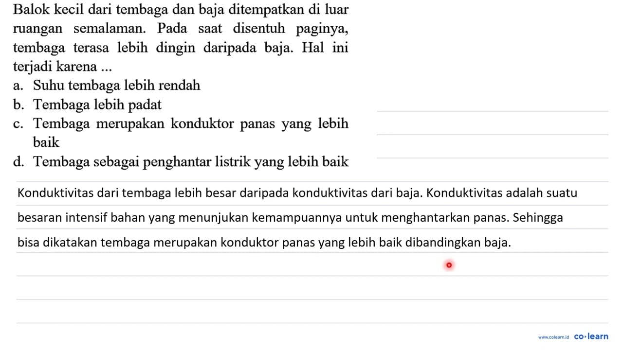 Balok kecil dari tembaga dan baja ditempatkan di luar