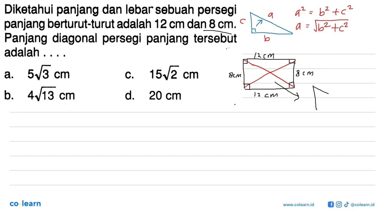 Diketahui panjang dan lebar sebuah persegi panjang