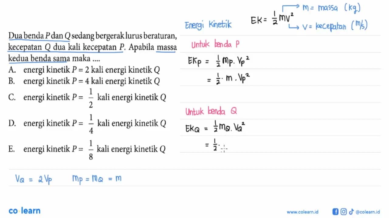 Dua benda P dan Q sedang bergerak lurus beraturan,