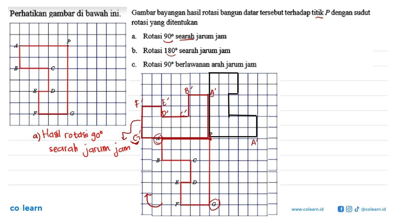 Perhatikan gambar di bawah ini.Gambar bayangan hasil rotasi