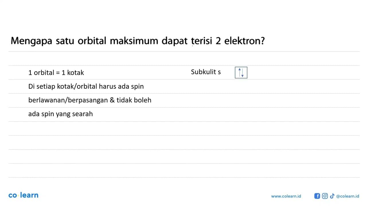 Mengapa satu orbital maksimum dapat terisi 2 elektron?