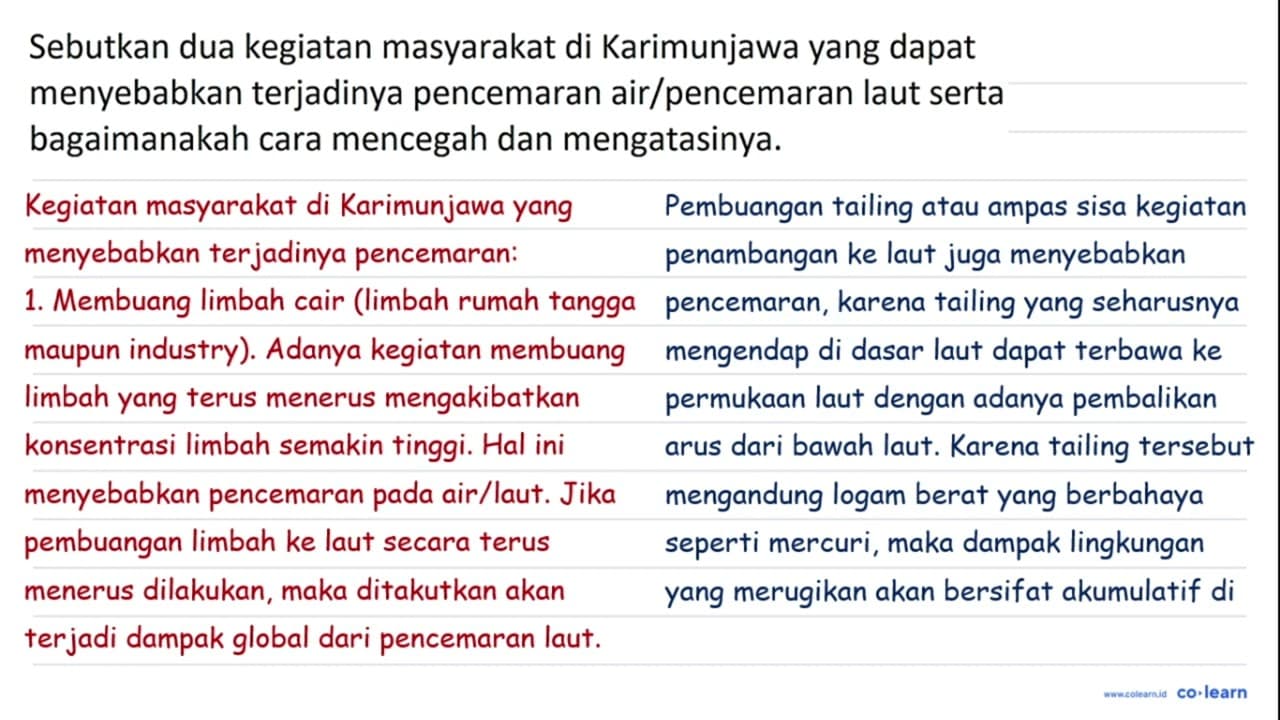 Sebutkan dua kegiatan masyarakat di Karimunjawa yang dapat