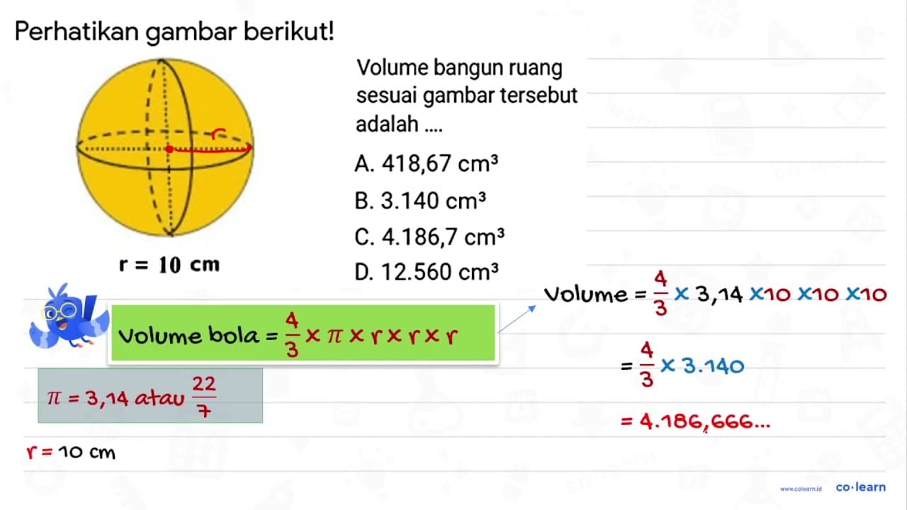 Perhatikan gambar berikut! Volume bangun ruang sesuai