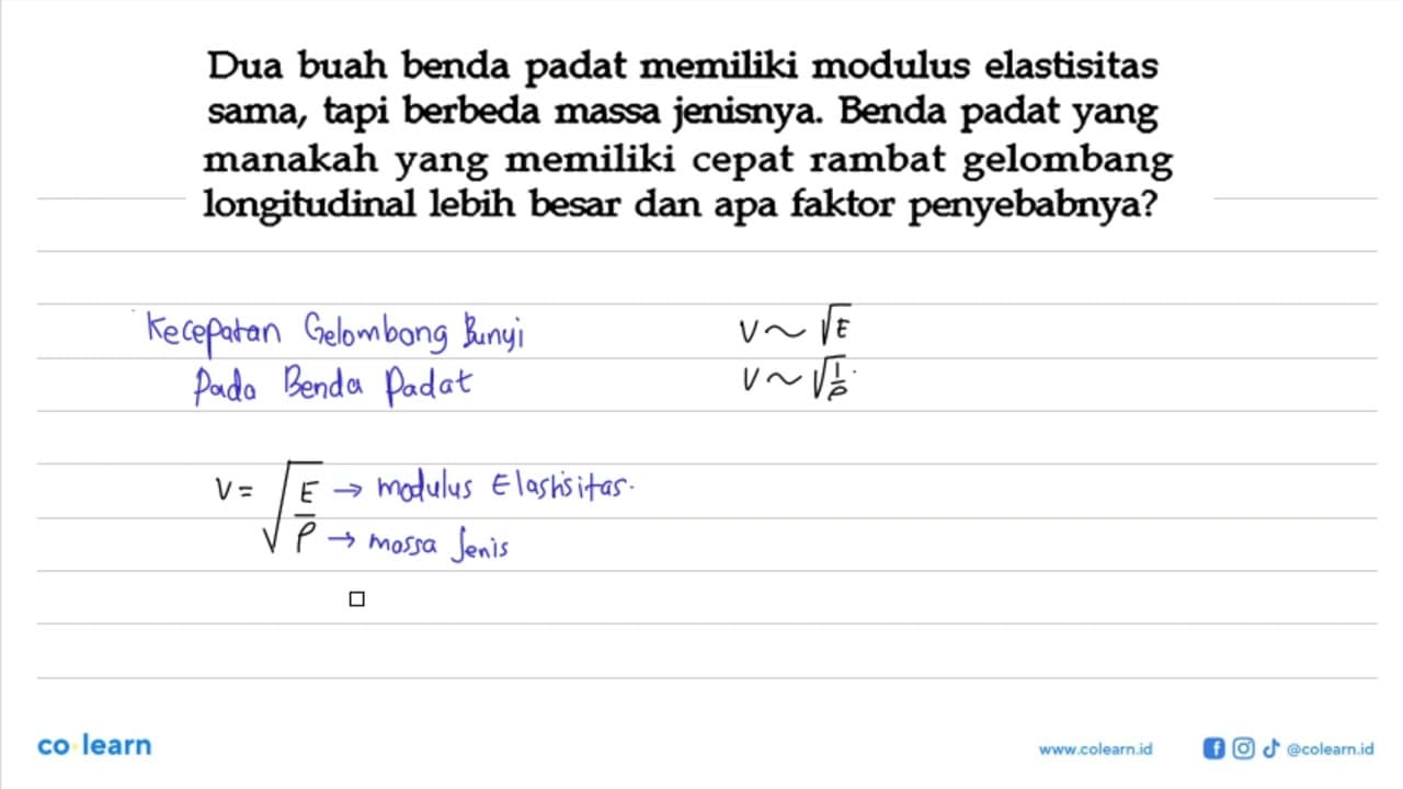 Dua buah benda padat memiliki modulus elastisitas sama,