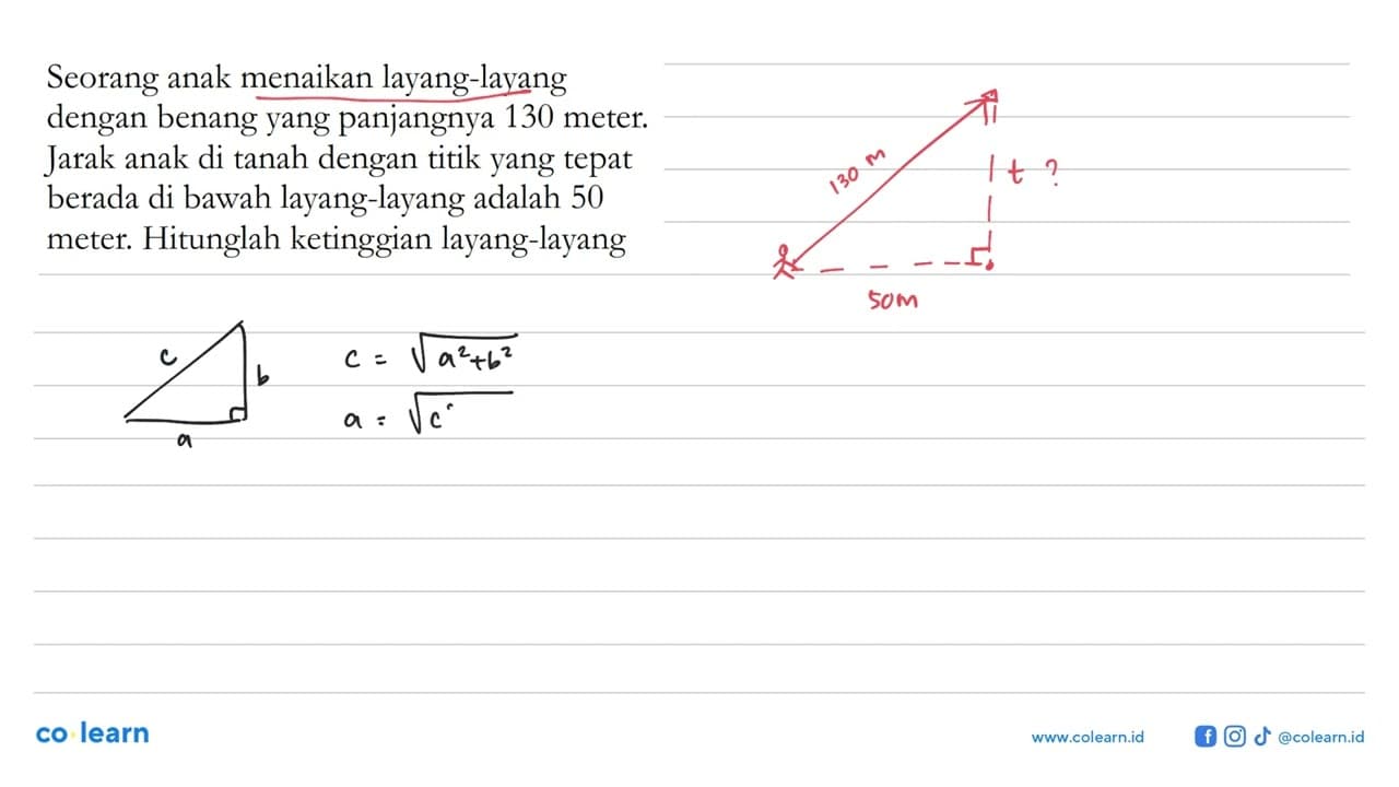 Seorang anak menaikan layang-layang dengan benang yang