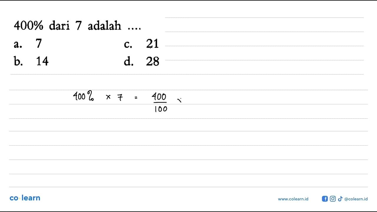 400% dari adalah 7 ....