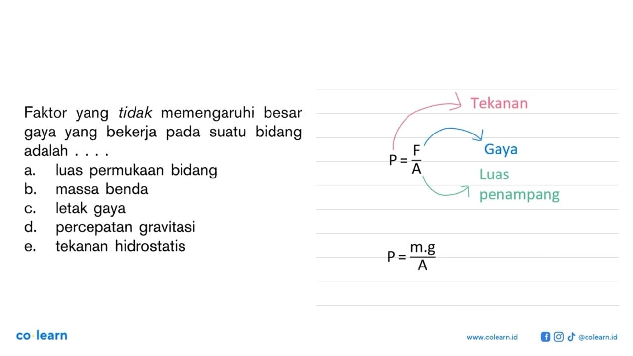 Faktor yang tidak memengaruhi besar gaya yang bekerja pada