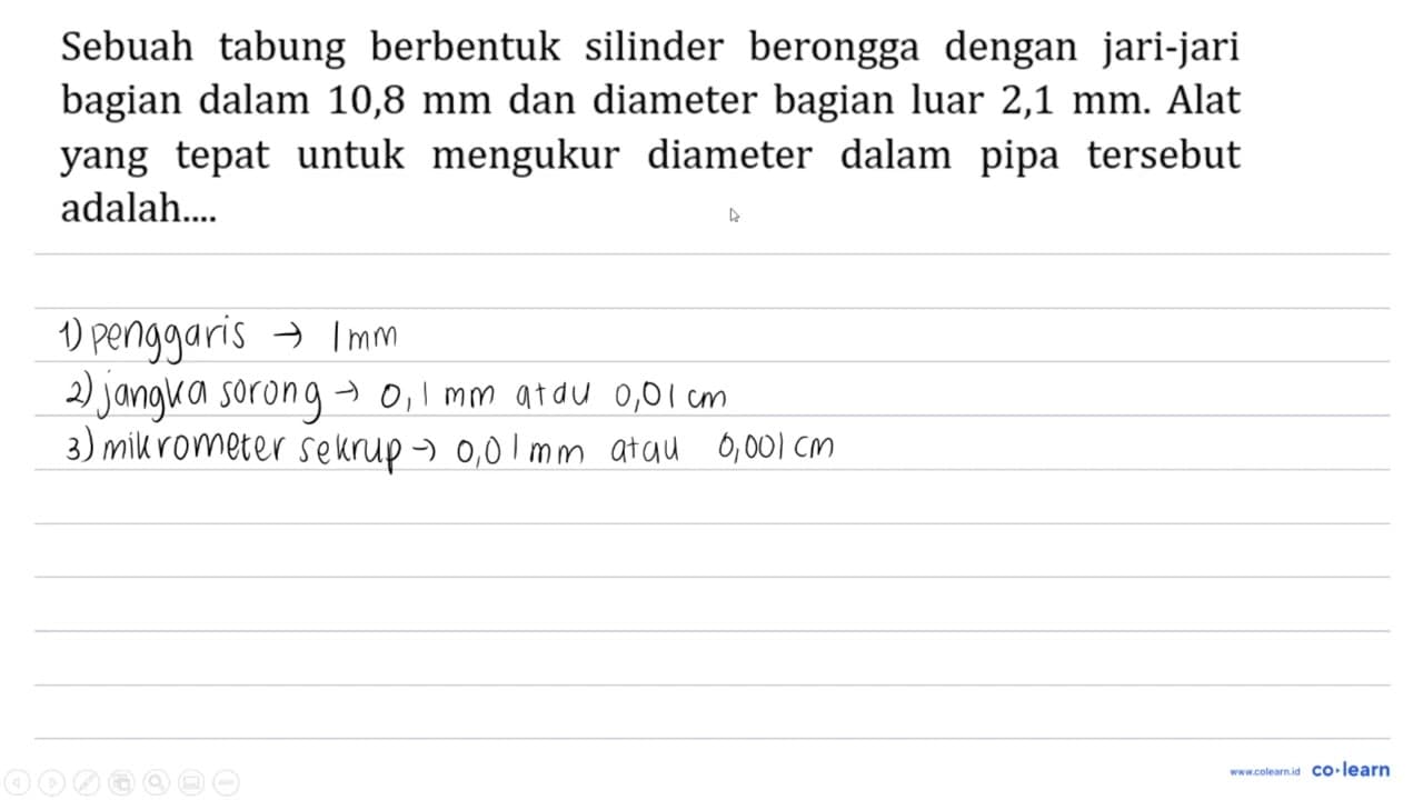 Sebuah tabung berbentuk silinder berongga dengan jari-jari