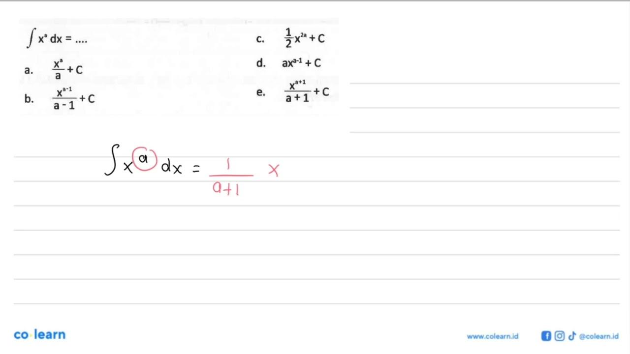 integral x^a dx = ....