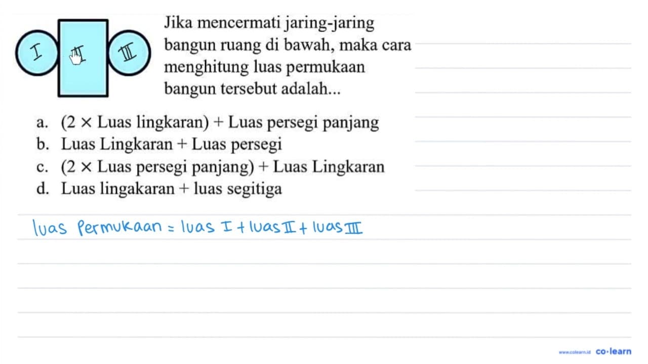 Jika mencermati jaring-jaring bangun ruang di bawah, maka