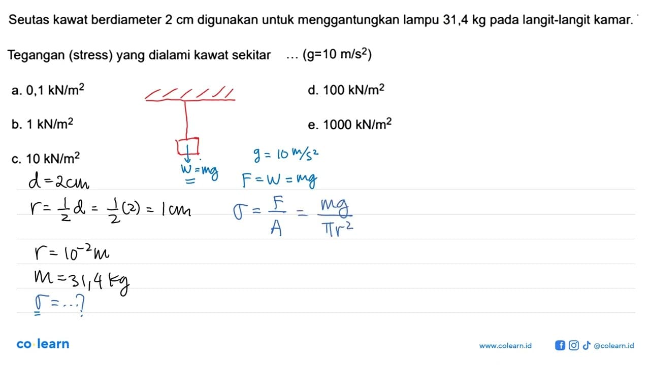 Seutas kawat berdiameter 2 cm digunakan untuk