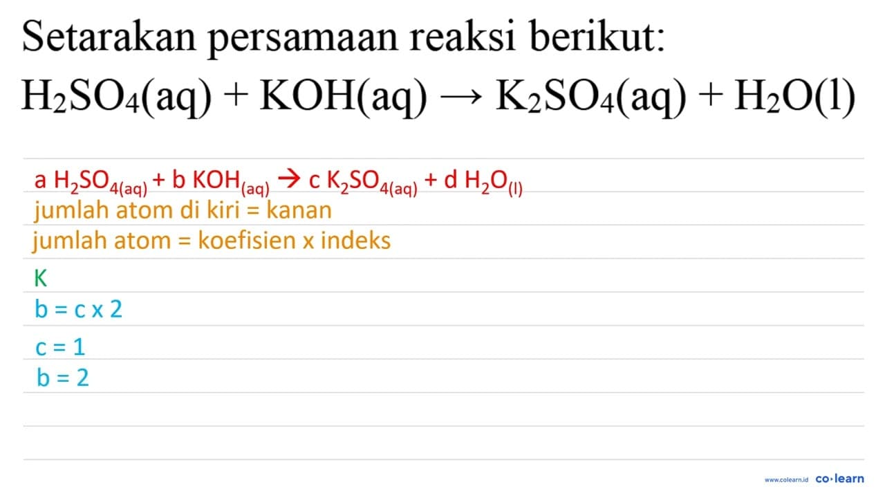 Setarakan persamaan reaksi berikut: H_(2)