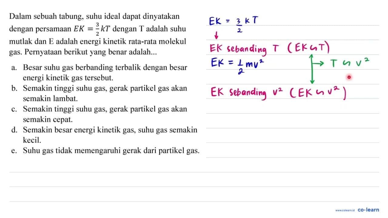 Dalam sebuah tabung, suhu ideal dapat dinyatakan dengan