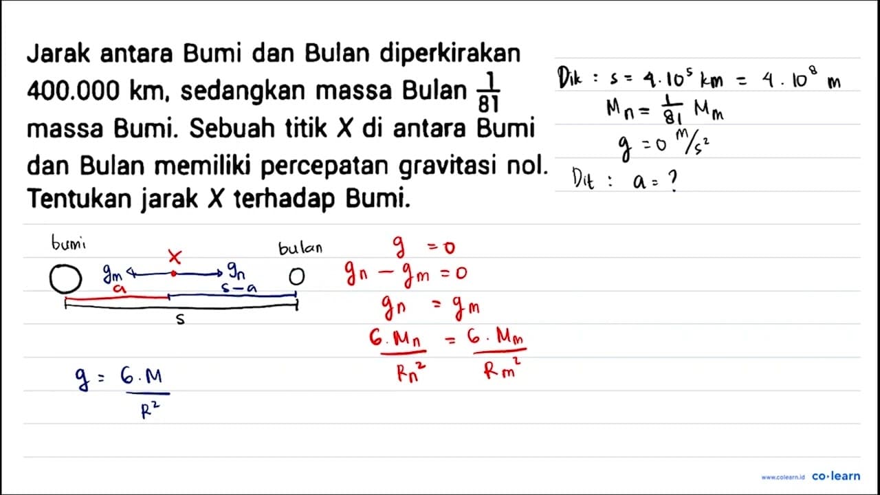 Jarak antara Bumi dan Bulan diperkirakan 400.000 km ,