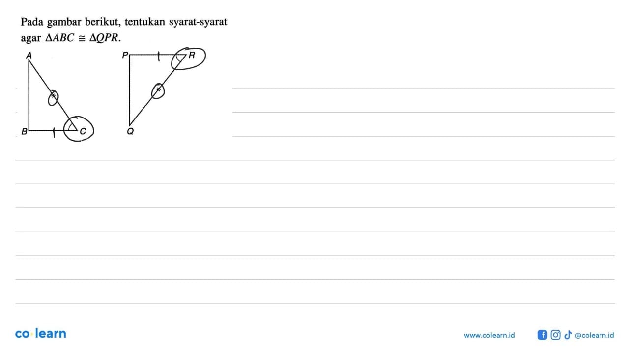 Pada gambar berikut, tentukan syarat-syarat agar segitiga