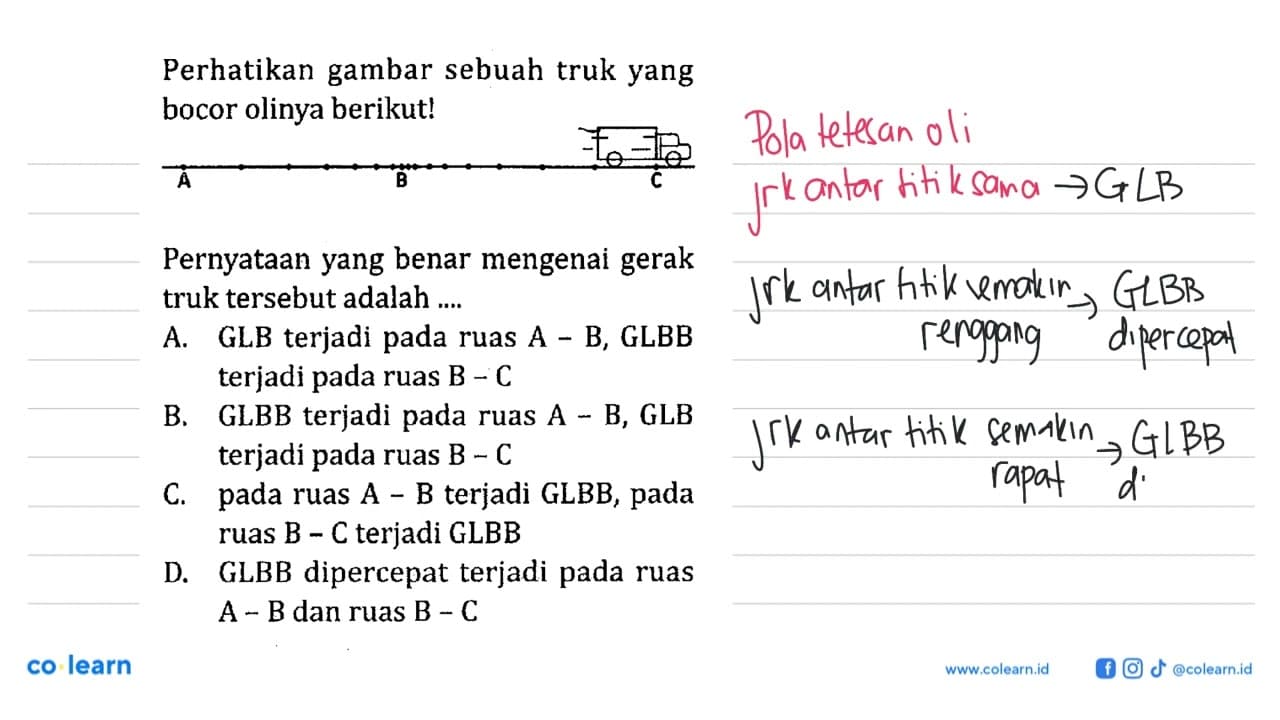 Perhatikan gambar sebuah truk yang bocor olinya berikut! A