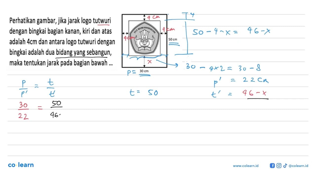 Perhatikan gambar, jika jarak logo tutwuri dengan bingkai